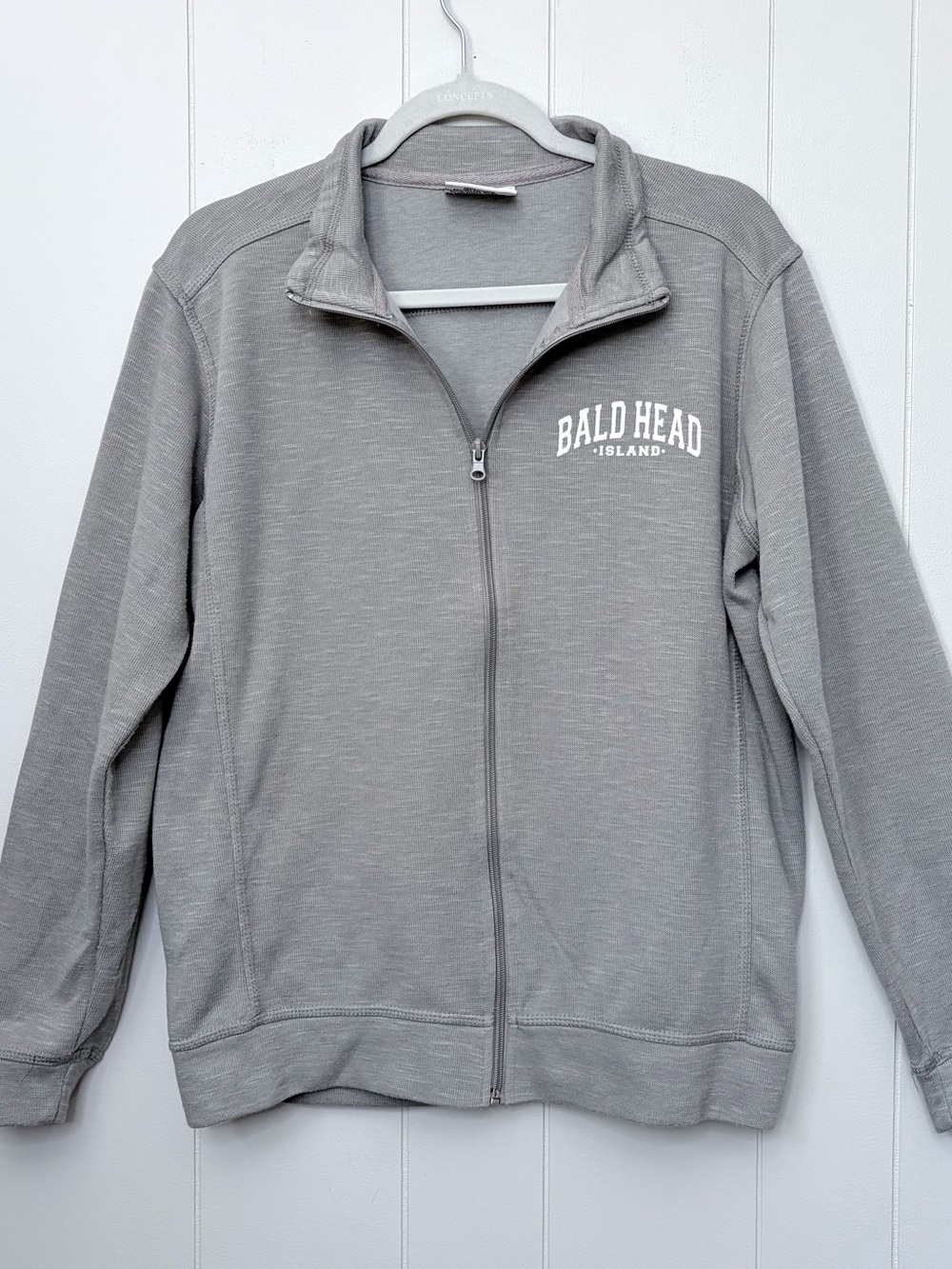 BHI Gray Full Zip Jacket Sweatshirt Bald Head Island NC Vacation Travel Women S